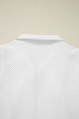 White Textured Half Zip Tank Top Drawstring Shorts Set Short Sets JT's Designer Fashion