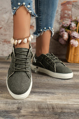 Dark Grey Criss Cross Slip On Canvas Flats Dark Grey 100%Polyester+100%TPR Women's Shoes JT's Designer Fashion