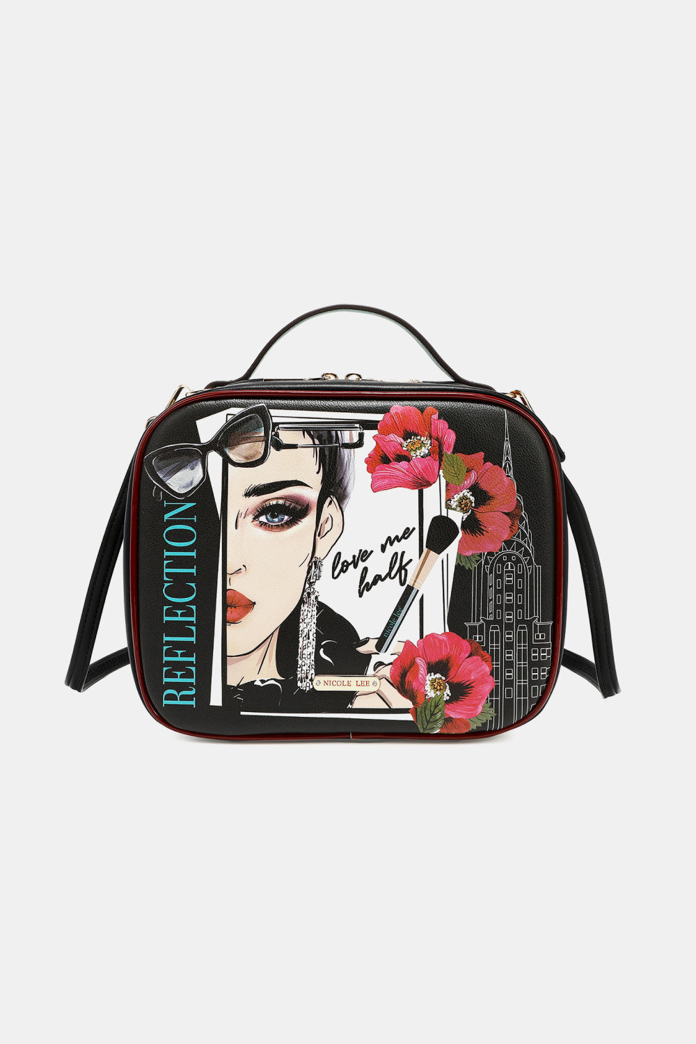 Nicole Lee USA Printed Handbag with Three Pouches Love Me Half One Size Handbags JT's Designer Fashion