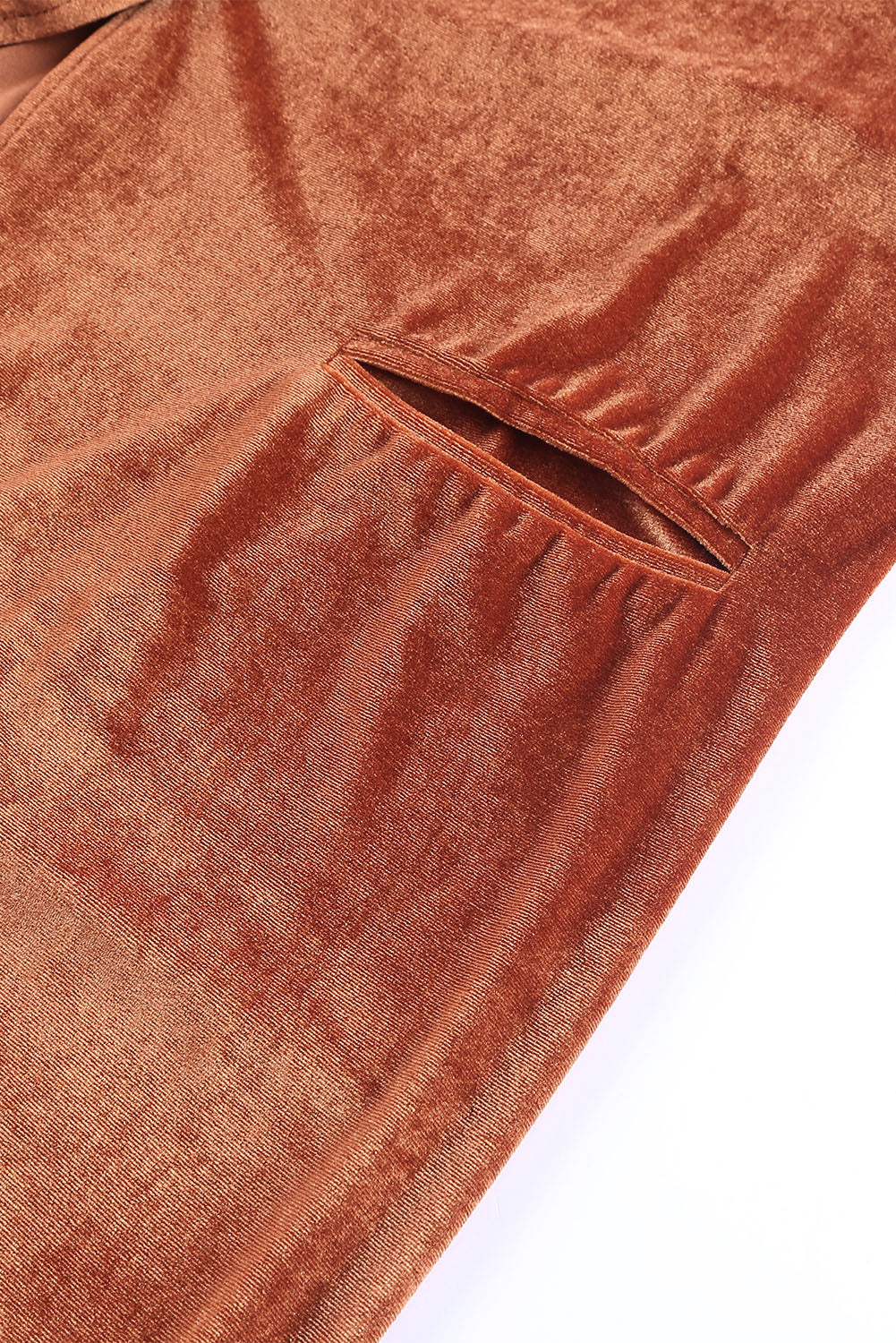 Brown Retro Velvet Long Sleeve Pocket Coat Coats JT's Designer Fashion