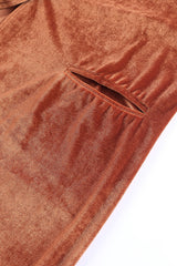 Brown Retro Velvet Long Sleeve Pocket Coat Coats JT's Designer Fashion