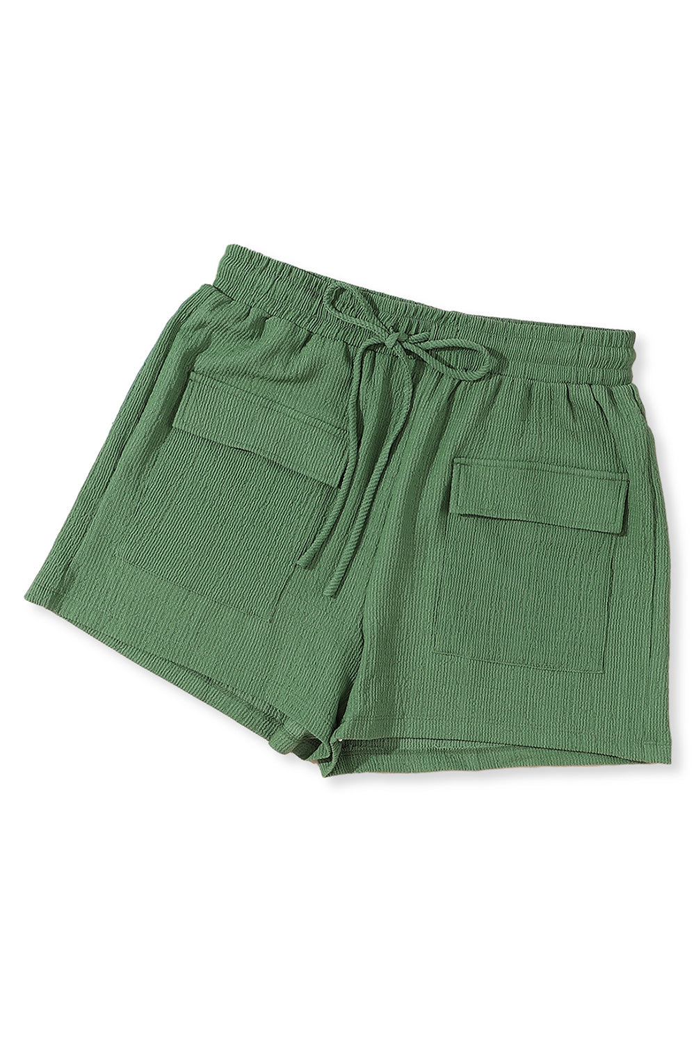 Green Flap Pocket Casual Drawstring Shorts Casual Shorts JT's Designer Fashion
