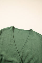 Four Leaf Clover Surplice Neckline Shirred High Waist Plus Size Maxi Dress Plus Size Maxi Dresses JT's Designer Fashion