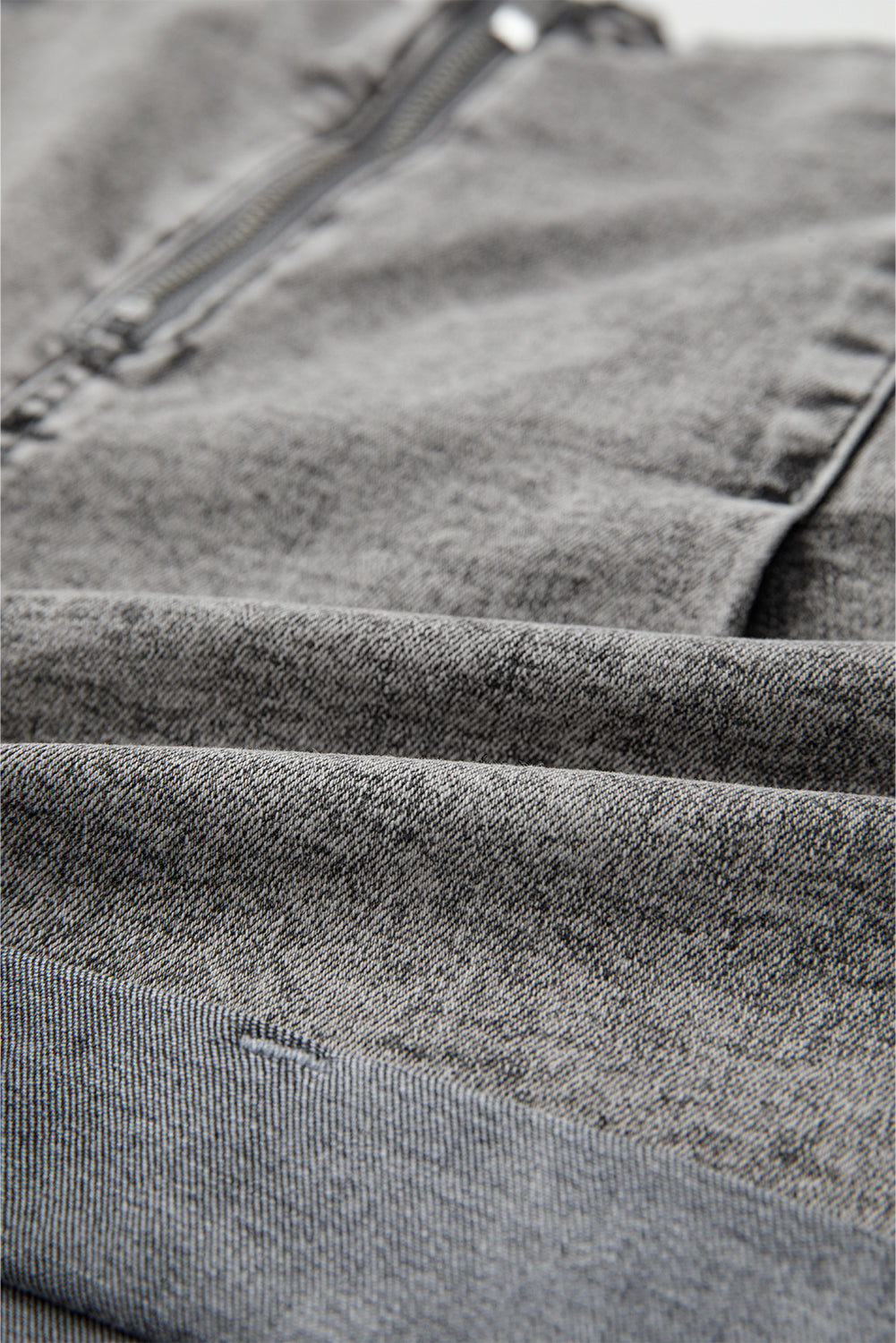 Gray Zipped Light Wash Cuffed Edge Denim Shorts Denim Shorts JT's Designer Fashion