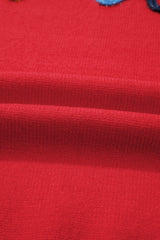 Fiery Red Tinsel merry Pattern Drop Shoulder Plus Size Sweater Plus Size Sweaters & Cardigans JT's Designer Fashion