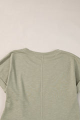 Laurel Green Folded Sleeve Twisted Mini T-Shirt Dress T Shirt Dresses JT's Designer Fashion