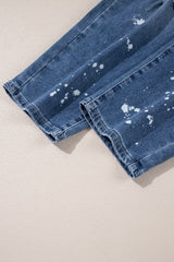 Ashleigh Blue Ripped Splattering Paint Rope Waist Cropped Straight Jeans Jeans JT's Designer Fashion
