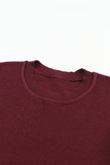 Red Striped Sleeve Plain Knit Sweater Sweaters JT's Designer Fashion