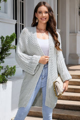 Gray Chunky Oversize Knit Drop Shoulder Puff Sleeve Cardigan Cardigans JT's Designer Fashion