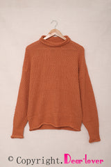 Orange Oversized Chunky Batwing Long Sleeve Turtleneck Sweater Sweaters & Cardigans JT's Designer Fashion