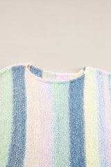 Purple Color Block Fringed Drop Shoulder Tunic Sweater Sweaters JT's Designer Fashion