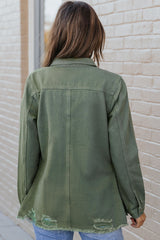 Green Ripped Denim Jacket Denim Jackets JT's Designer Fashion