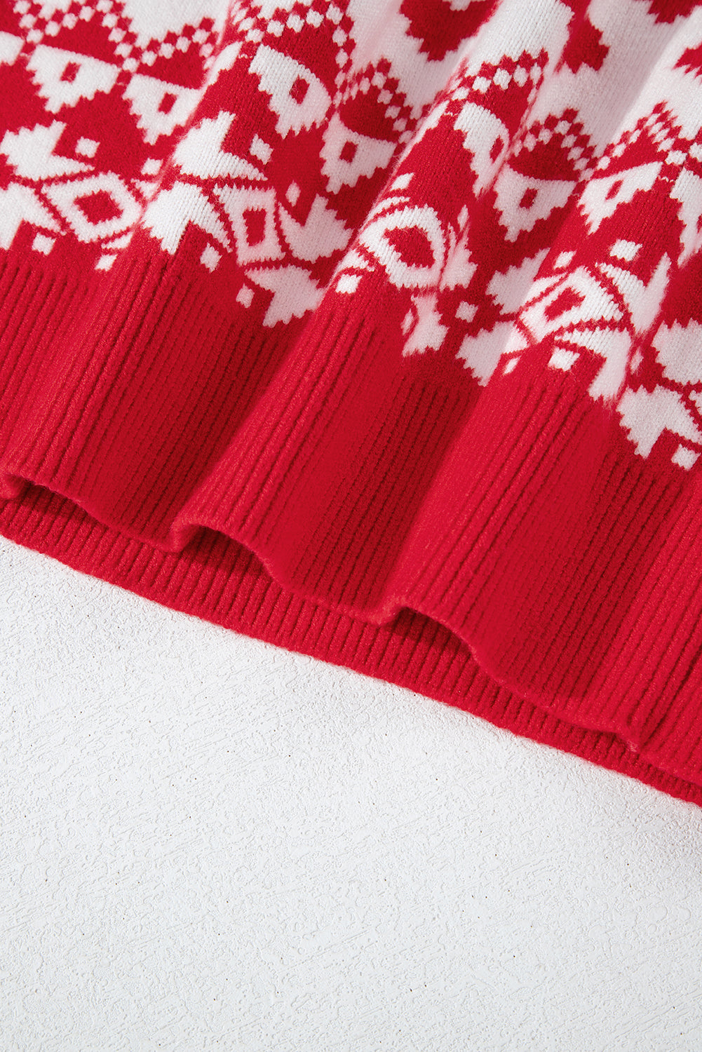 Fiery Red Merry Christmas Reindeer Heart Pattern High Neck Sweater Sweaters JT's Designer Fashion