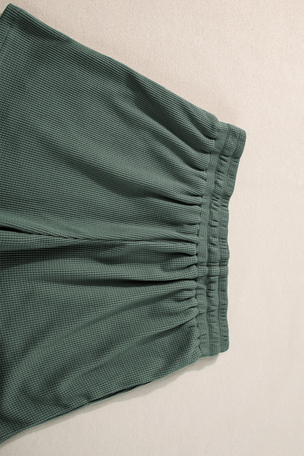 Mist Green Waffle Knit Patched Pocket Tank and Drawstring Shorts Set Short Sets JT's Designer Fashion