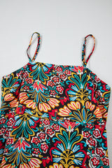 Black Boho Floral Print Thin Straps Sleeveless High Waist Maxi Dress Floral Dresses JT's Designer Fashion
