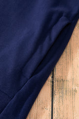 Navy Blue Solid O Neck High Low Hem Pullover Sweatshirt Sweatshirts & Hoodies JT's Designer Fashion