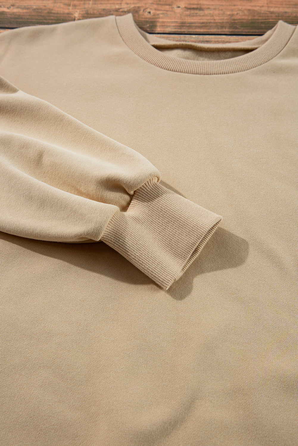 Apricot Solid Fleece Lined Drop Shoulder High Low Sweatshirt Sweatshirts & Hoodies JT's Designer Fashion