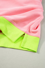 Pink Colorblock Bubble Sleeve Sweatshirt Sweatshirts & Hoodies JT's Designer Fashion