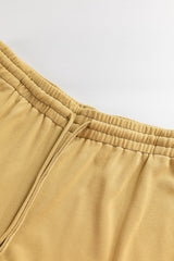 Beige Drawstring Adjusted Band High Waist Plus Size Pants Plus Size Bottoms JT's Designer Fashion