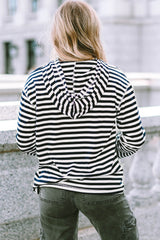 Stripe Kangaroo Pocket Drawstring Hoodie Sweatshirts & Hoodies JT's Designer Fashion