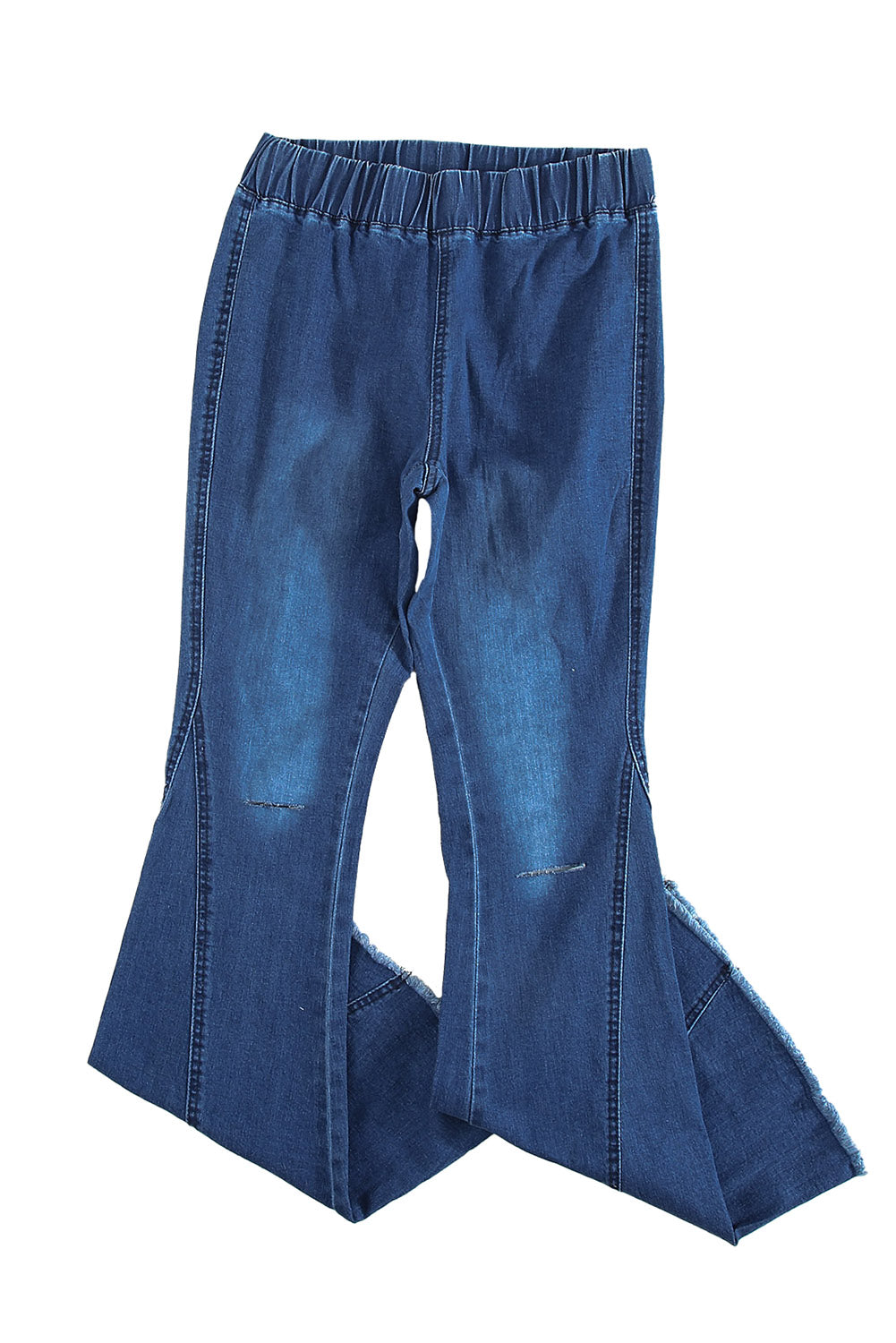 Sky Blue Distressed Bell Bottom Denim Pants Jeans JT's Designer Fashion