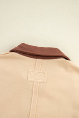 Light French Beige Striped Colorblock Patchwork Collar Sweatshirt Sweatshirts & Hoodies JT's Designer Fashion
