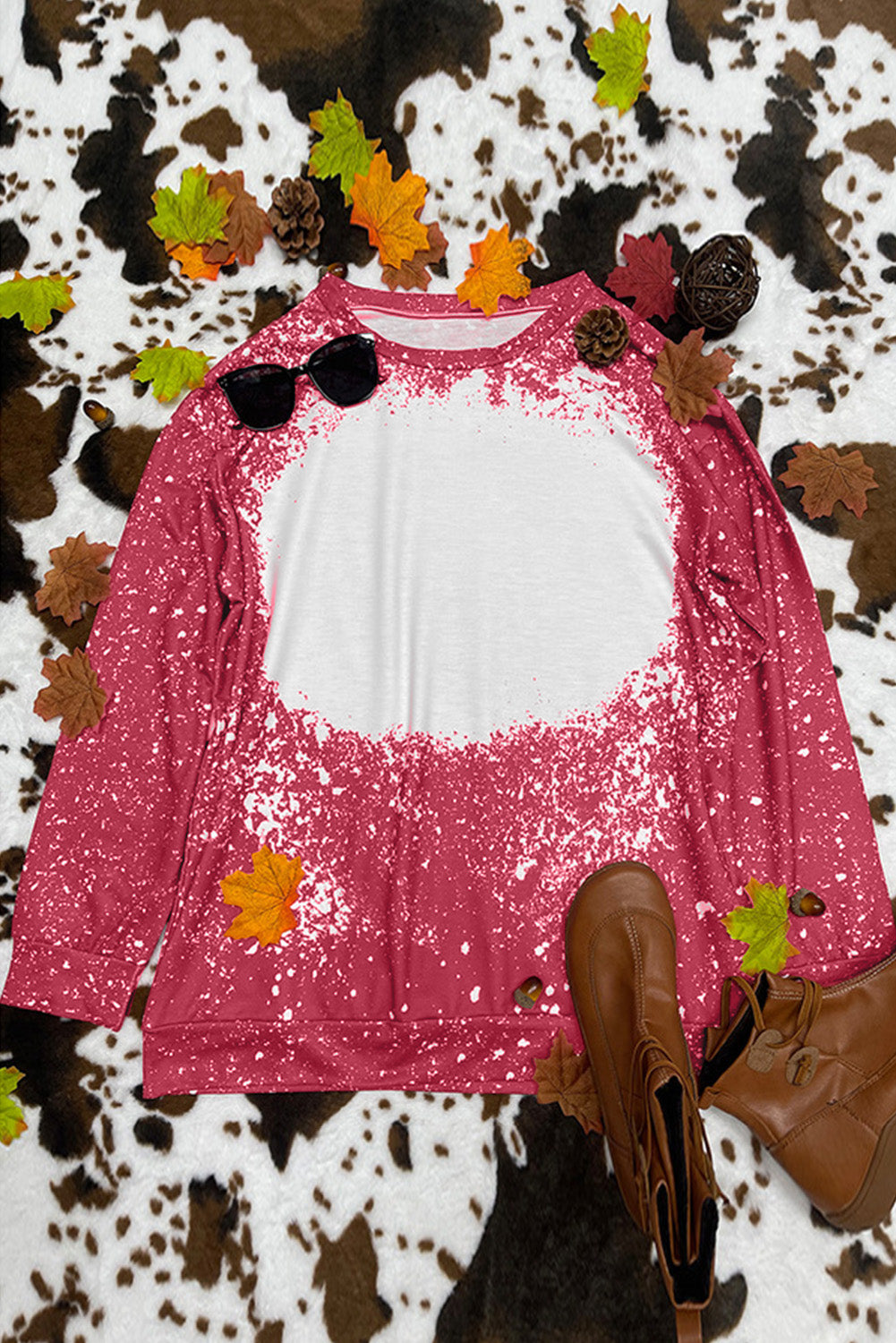 Fiery Red Tie-dyed Crew Neck Pullover Sweatshirt Sweatshirts & Hoodies JT's Designer Fashion