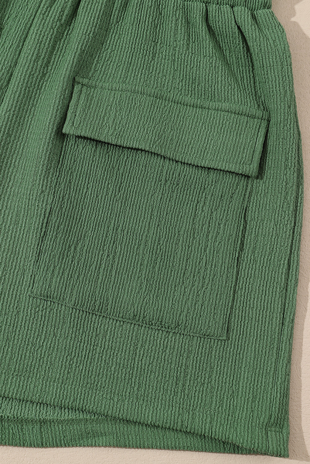 Green Flap Pocket Casual Drawstring Shorts Casual Shorts JT's Designer Fashion