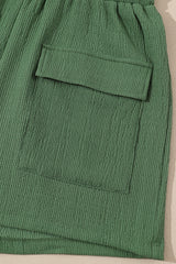 Green Flap Pocket Casual Drawstring Shorts Casual Shorts JT's Designer Fashion