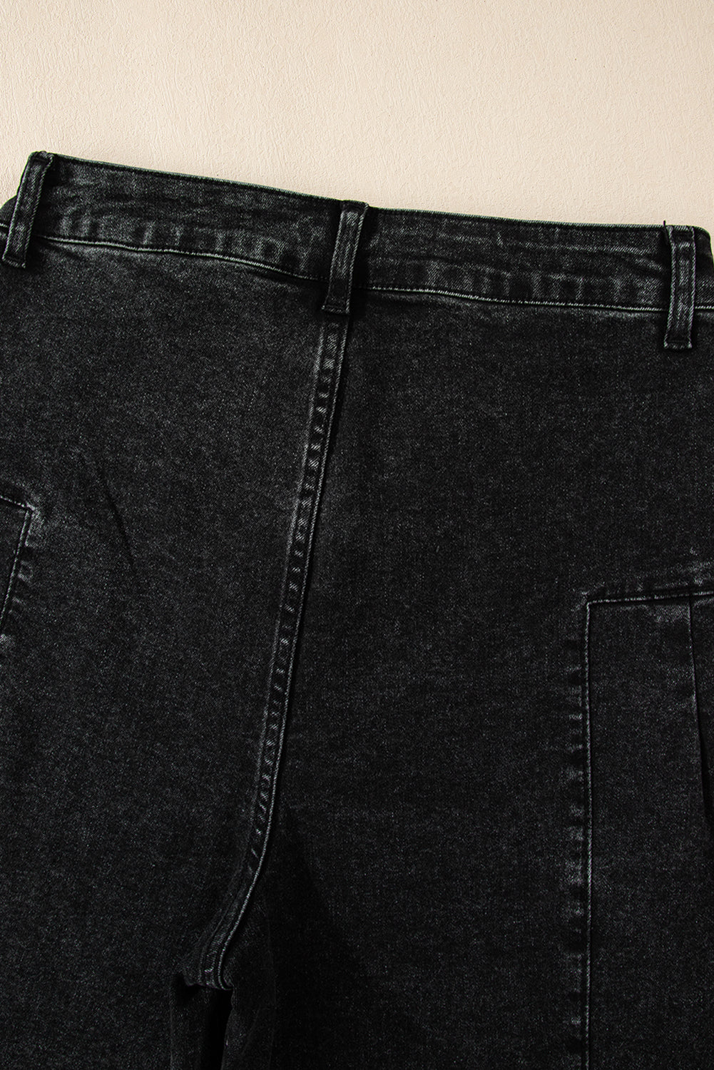 Dark Grey Pleated Wide Leg Mineral Wash Denim Pants Jeans JT's Designer Fashion