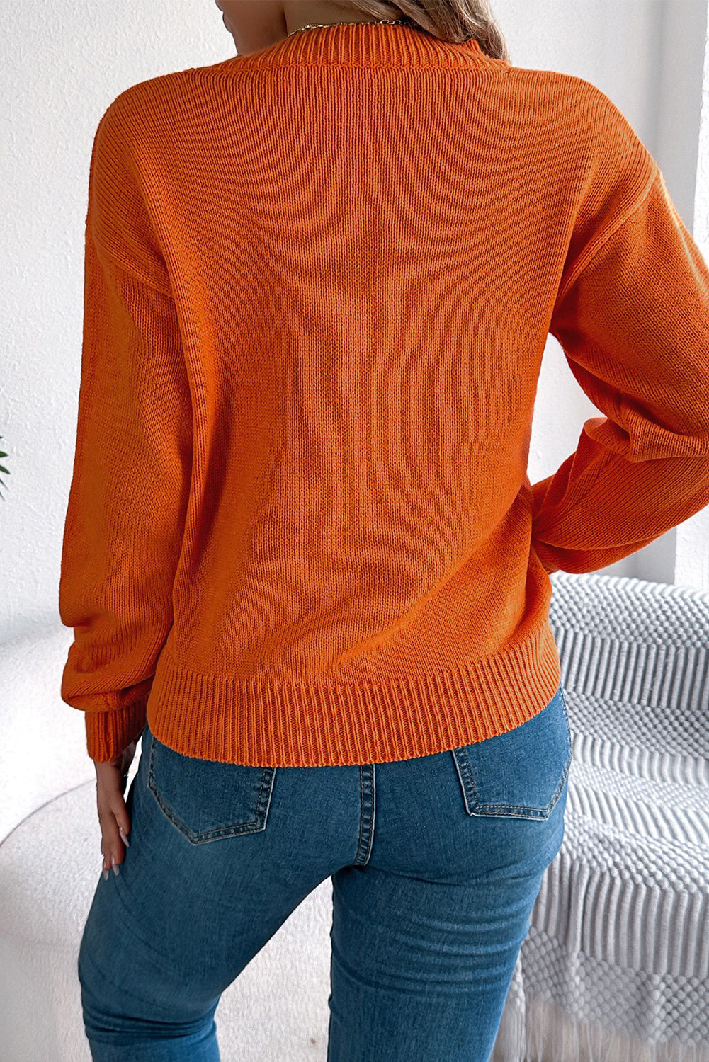 Flamingo Halloween Spooky Face Hollowed Pattern Casual Sweater Sweaters JT's Designer Fashion