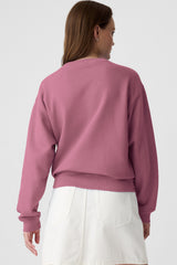 Meadow Mauve Solid Fleece Lined Drop Shoulder Terry Sweatshirt Sweatshirts & Hoodies JT's Designer Fashion