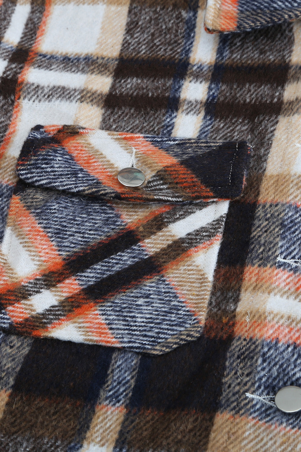 Geometric Plaid Print Pocketed Shacket Plaid Shackets JT's Designer Fashion