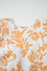 Apricot Floral Print Puff Short Sleeve Resort Plus Size Maxi Dress Plus Size Maxi Dresses JT's Designer Fashion