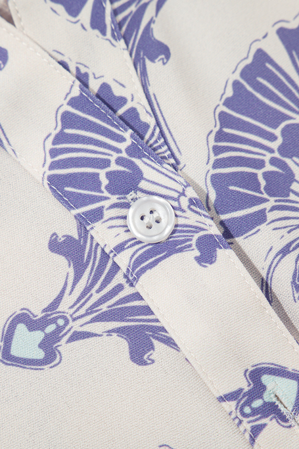 Sky Blue Printed Shirt Collar Half Button A-line Mini Dress Dresses JT's Designer Fashion