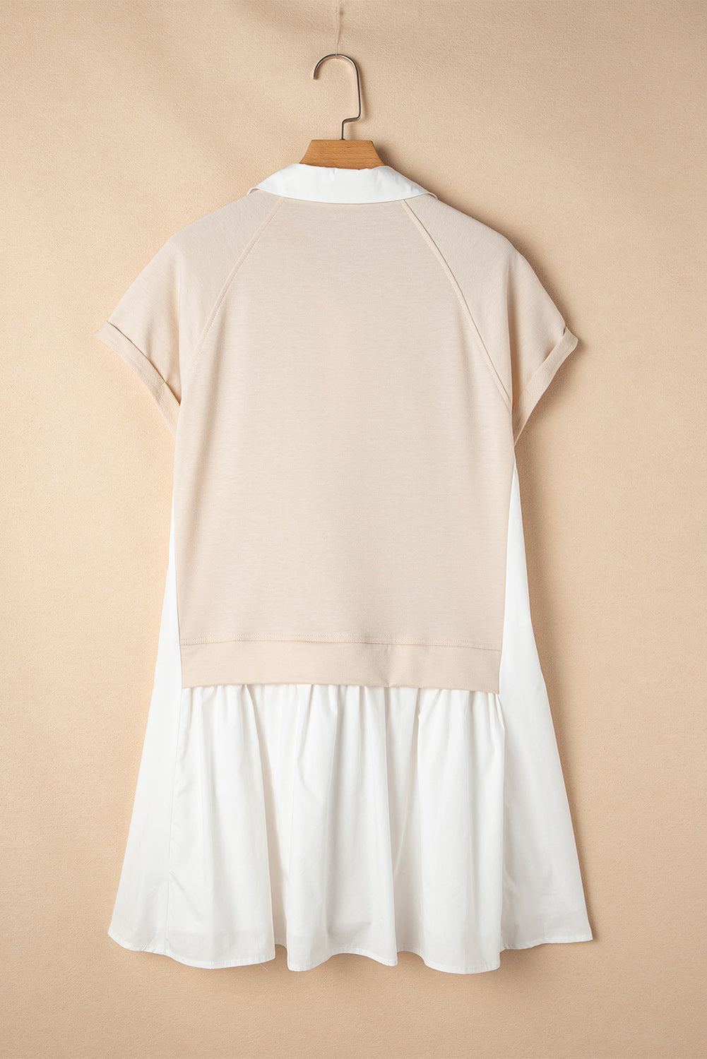 Jet Stream Shirt Collar Buttoned Patchwork Short Sleeve Mini Dress Mini Dresses JT's Designer Fashion