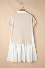 Jet Stream Shirt Collar Buttoned Patchwork Short Sleeve Mini Dress Mini Dresses JT's Designer Fashion