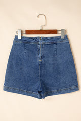 Ashleigh Blue Faux Wrapped Mini Denim Skort Denim Shorts JT's Designer Fashion
