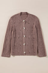 Goat Cut Out Textured Knit Buttoned Cardigan Cardigans JT's Designer Fashion