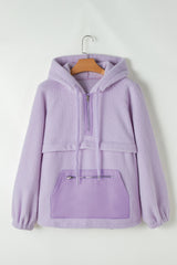 Lavendula Zipped Patch Pocket Fuzzy Drawstring Hoodie Sweatshirts & Hoodies JT's Designer Fashion