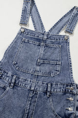 Sail Blue Denim Bib Straight Leg Jumpsuit with Pockets Jumpsuits & Rompers JT's Designer Fashion