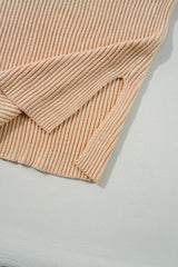 Apricot Cable Knit Drop Shoulder Side Slits Loose Sweater Sweaters JT's Designer Fashion