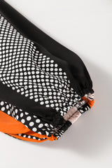 Orange Polka Dot Vertical Striped Printed Puff Sleeve Blouse Blouses & Shirts JT's Designer Fashion