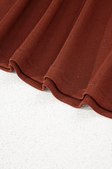 Straw Yellow Ribbed Frilled Trim High Waist Long Sleeve Mini Dress Mini Dresses JT's Designer Fashion