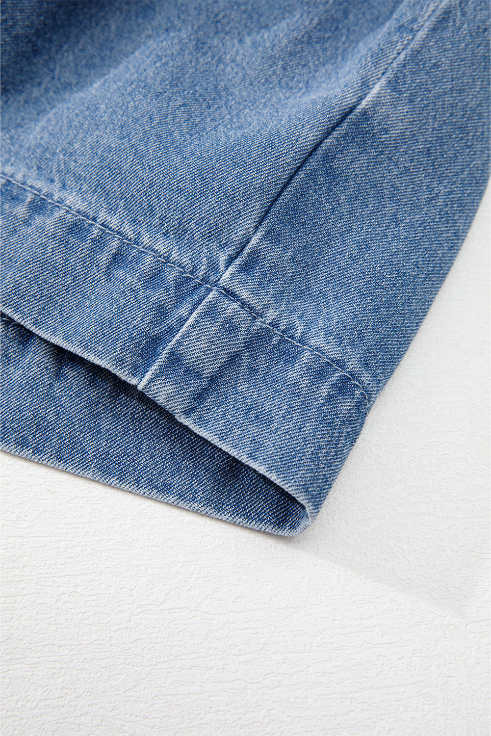 Dusk Blue Tied Front Bubble Sleeve Peplum Denim Shirt Blouses & Shirts JT's Designer Fashion