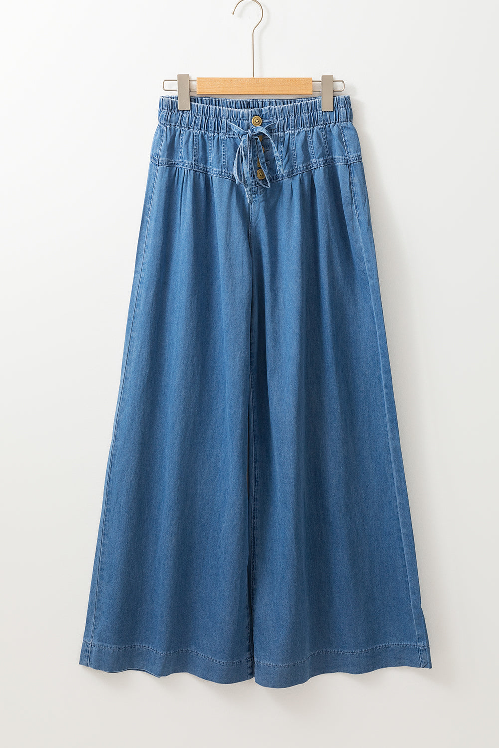 Dusk Blue Mineral Wash Button Fly Waist Wide Leg Jeans Jeans JT's Designer Fashion