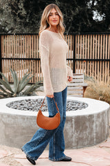 Smoke Gray Crochet Hollow-out Jumper Top Sweater Sweaters JT's Designer Fashion