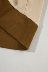 Apricot Color Block Thumbhole Sleeve Drop Shoulder Sweatshirt Sweatshirts & Hoodies JT's Designer Fashion