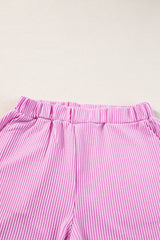 Phalaenopsis Contrast Trim Corded Texture Short 2pcs Set Short Sets JT's Designer Fashion