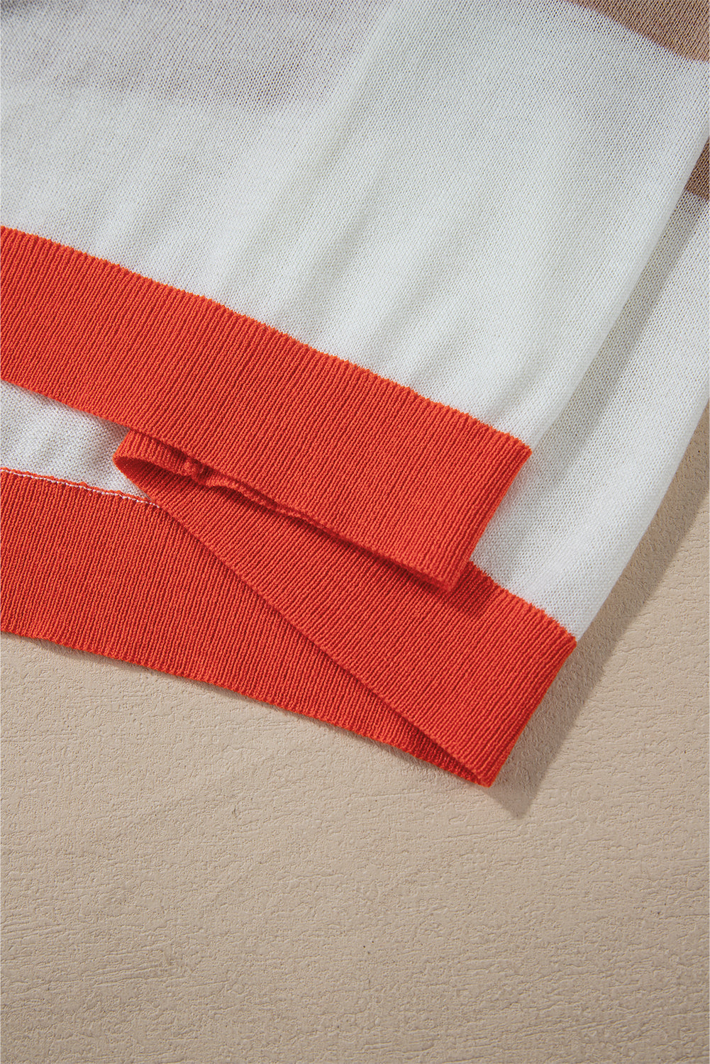 Apricot Colorblock Striped Round Neck Drop Shoulder Sweater Sweaters JT's Designer Fashion